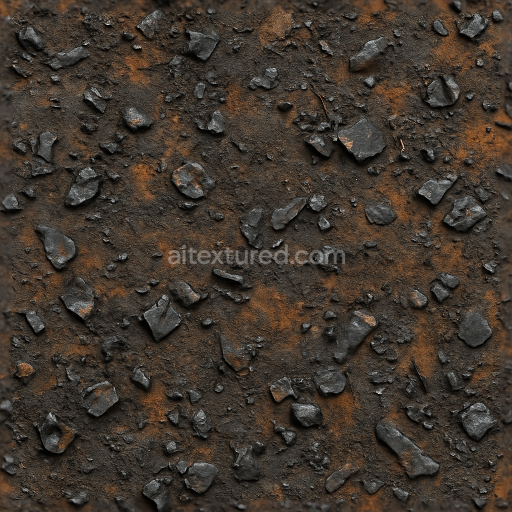 Seamless 3d texture of explosive dust and burnt metal debris from chemical blast in photorealistic 8k pbr