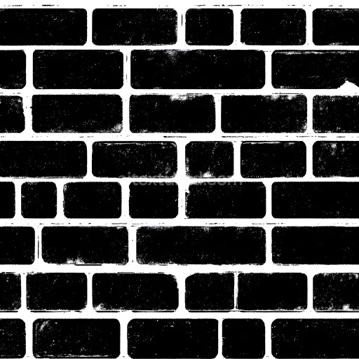 Seamless 3D PBR Texture of Black Cracked Brick Wall with Worn Surface