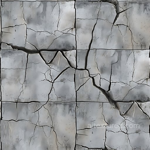 Cracked & Holes Texture of Cracked Gray Concrete Wall with Deep Fractures seamless Cracked & Holes PBR texture