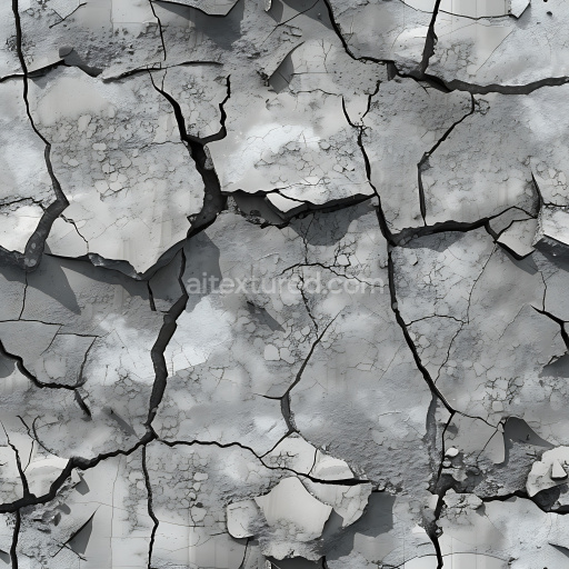 Seamless 3D Cracked and Peeling Plaster PBR Texture in Gray Tones