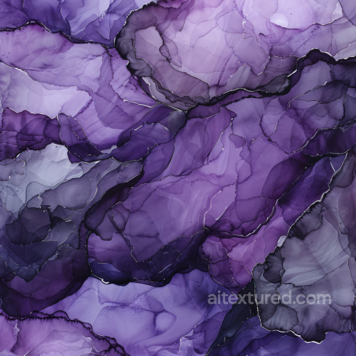 Alcohol Ink PBR Texture Featuring Violet and Purple Fluid Waves with Delicate Veining seamless Alcohol ink PBR texture