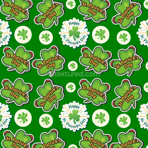 Seamless 3D PBR St Patrick's Day Clover Pattern Texture with Green Background