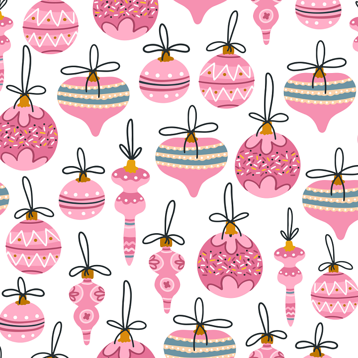 All Christmas Digital paper of Pink Christmas Ornaments Digital Paper P… seamless PBR texture preview