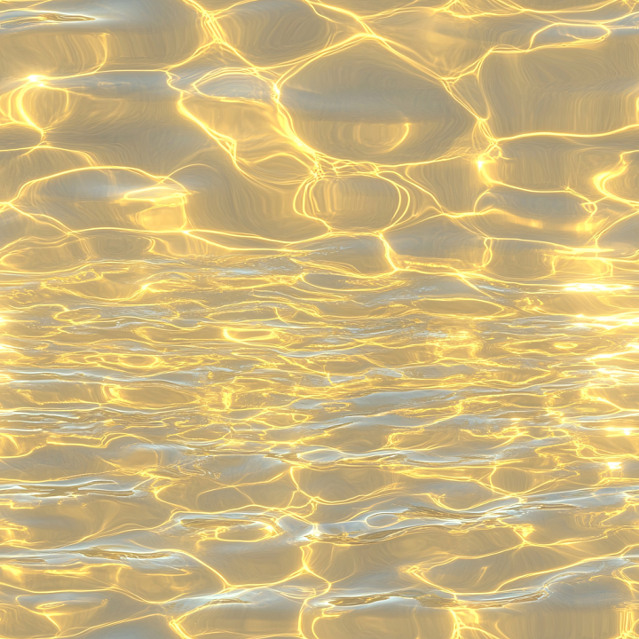 Golden Water Surface with Dynamic Light Caustics seamless PBR texture preview