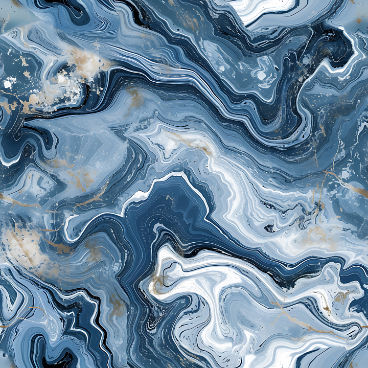 Azul Macaubas Blue Marble with Organic Veins and Gold Flecks seamless PBR texture preview