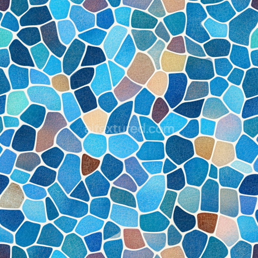 Seamless 3D Mosaic PBR Texture Featuring Blue Stone Chip Tiles with Crackled Finish texture preview