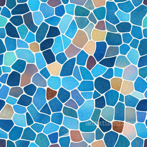 Mosaic PBR Texture Featuring Blue Stone Chip Tiles with Crackled Finish seamless Mosaic PBR texture