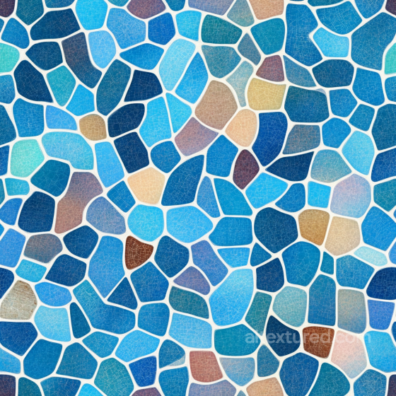Mosaic PBR Texture Featuring Blue Stone Chip Tiles with Crackled Finish Mosaic texture preview