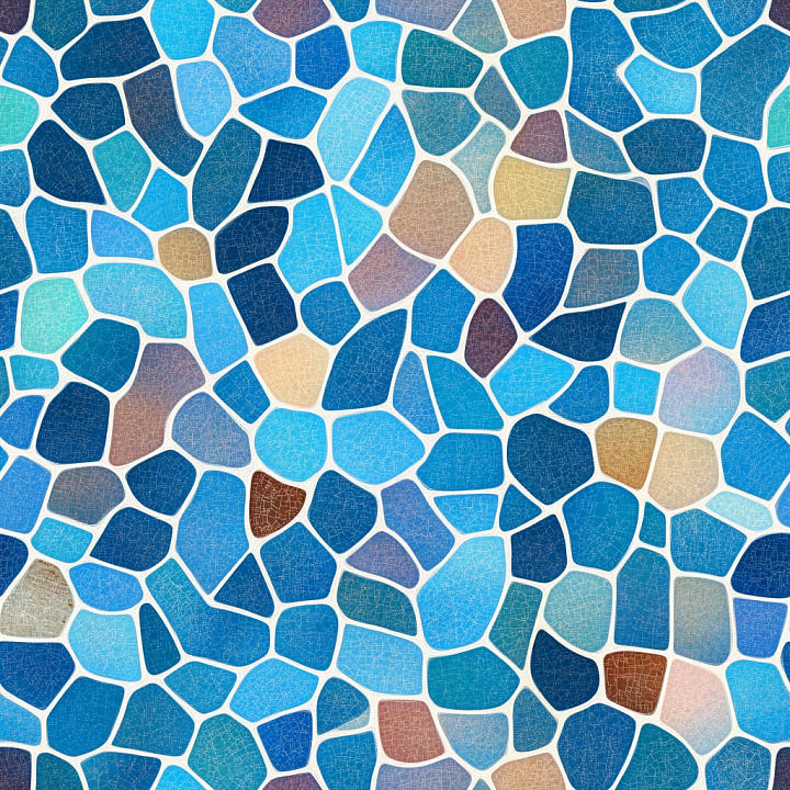 Mosaic Featuring Blue Stone Chip Tiles with Crackled Finish seamless PBR texture preview