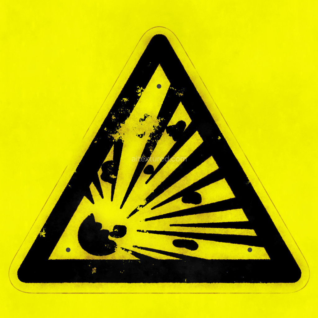 Seamless PBR warning sign texture in black and yellow