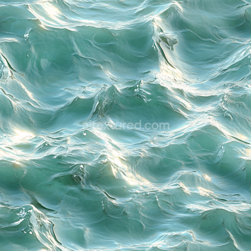 Seamless 3D PBR Texture of Realistic Turquoise Ocean Surface with Dynamic Waves