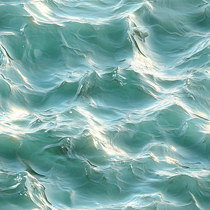 Water of Realistic Turquoise Ocean Surface with Dynamic Waves seamless PBR texture preview