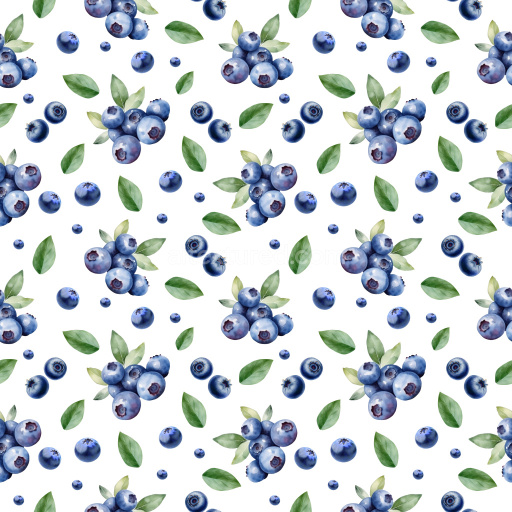 Pattern Bundle - Seamless 3D Pattern PBR Texture Featuring Watercolor Blueberry Clusters and Leaves texture preview