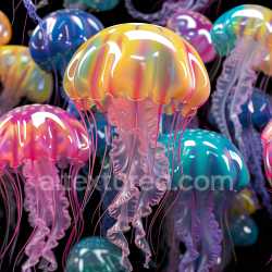 seamless Seamless 3D Inflated Jellyfish Tentacle PBR Texture in Vibrant Neon Colors texture 8k free download PBR
