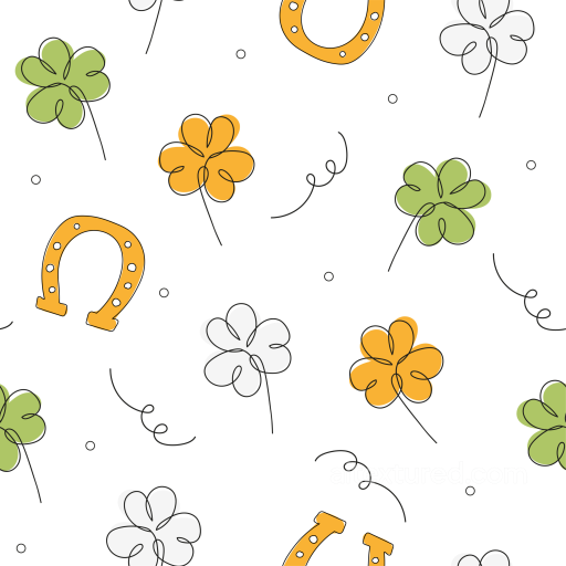 St Patrick Lucky Charm Pattern Texture with Clovers & Horseshoes seamless St patrick PBR texture