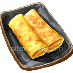 seamless Japanese Tamagoyaki Rolled Omelette Breakfast Illustration in Watercolor Style texture 8k free download PBR