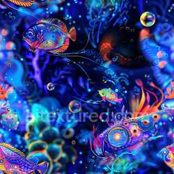 seamless Seamless 3D PBR Graffiti Texture Featuring Neon-Colored Fish and Abstract Urban Art texture 8k free download PBR