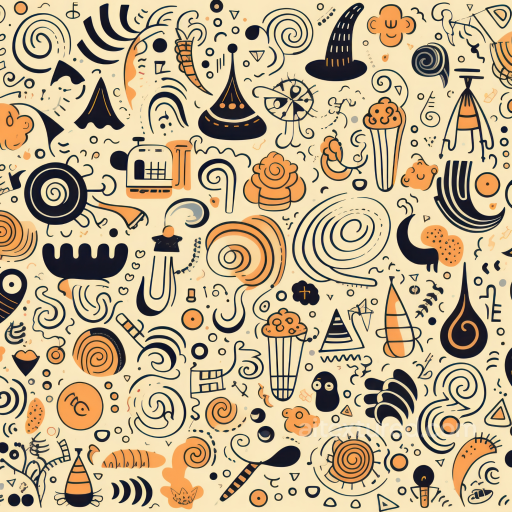 Vintage Halloween Doodle Pattern in Black and Orange Seamless Texture seamless Vintage Halloween PBR texture