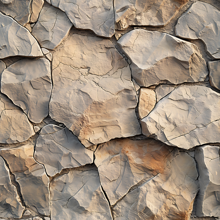 Cracked Stone Ground with Earthy Beige and Gray Details seamless PBR texture preview