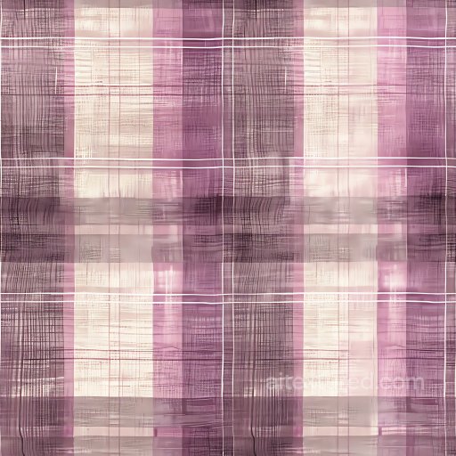Seamless 3D PBR Texture of Soft Mauve and Cream Plaid Fabric with Subtle Brushstroke Patt… texture preview