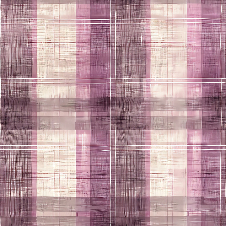 Soft Mauve and Cream Plaid Fabric with Subtle Brushstroke Pattern seamless PBR texture preview