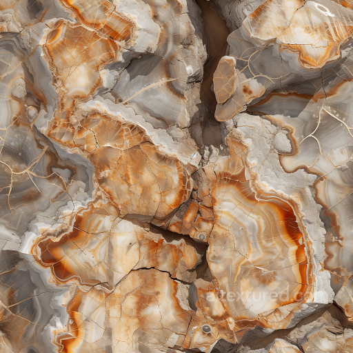 Onyx Stone PBR Texture Featuring Orange and gray Veined Rings seamless Stone PBR texture