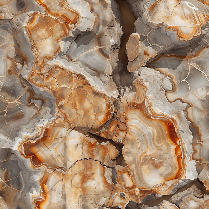 Onyx Stone Featuring Orange and gray Veined Rings seamless PBR texture preview