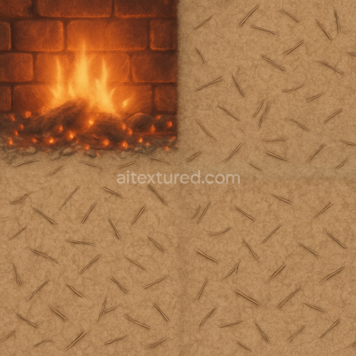 Seamless 3d texture pbr 8k fireplace bricks with fire glow warmth