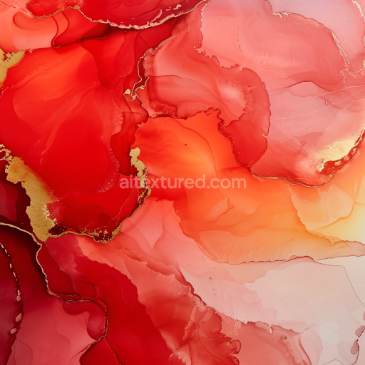 Preview — Seamless 3D Alcohol Ink PBR Texture Featuring Vibrant Red and Gold Fluid Marbling