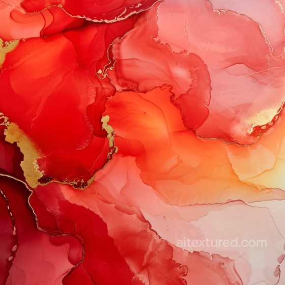 Alcohol Ink PBR Texture Featuring Vibrant Red and Gold Fluid Marbling Alcohol ink texture preview