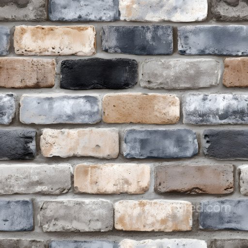 Cracked and Chipped Multi-Colored Painted Brick Wall Seamless Texture seamless Brick PBR texture