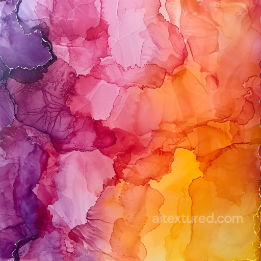 Alcohol Ink PBR Texture Featuring Vibrant Magenta and Orange Fluid Layers seamless Alcohol ink PBR texture