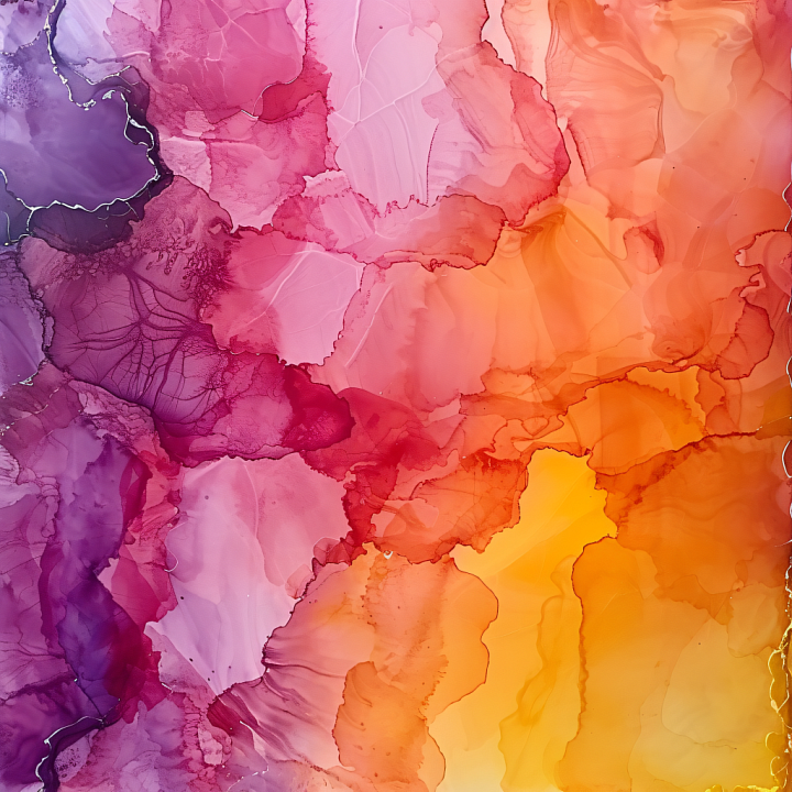 Alcohol Ink Featuring Vibrant Magenta and Orange Fluid Layers seamless PBR texture preview