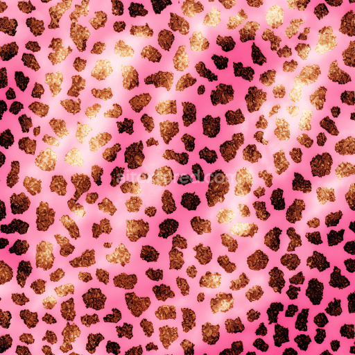 Seamless 3D PBR Leopard Print Texture with Pink Glossy Background and Glittery Spots