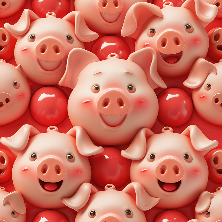 Inflated Featuring Pink Pig Balloon Faces and Glossy Red Balloons seamless PBR texture preview