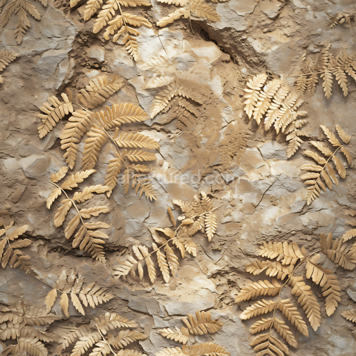 Seamless 3D Stone Ground PBR Texture Featuring Detailed Leaf Imprints and Natural Erosion