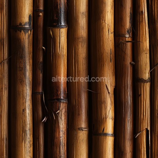 Seamless 3D PBR Texture of Weathered Polished Bamboo Culms with Natural Grain