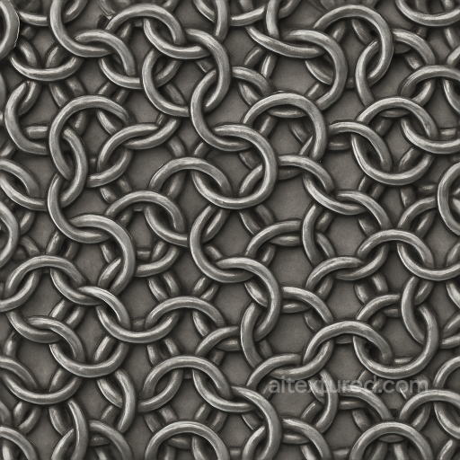 8K PBR Chainmail With European 4 in 1 Weave And Brushed Steel seamless Chainmail PBR texture