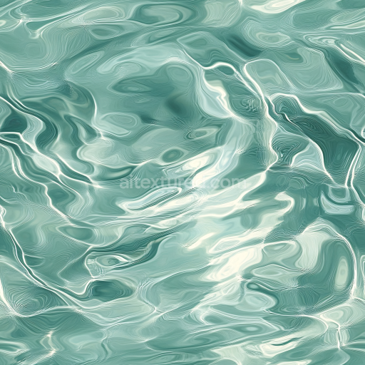 Seamless 3D Stylized Ocean Water PBR Texture with Soft Calm Waves and Light Reflections
