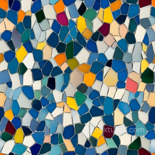 Mosaic PBR Texture with Multicolored Irregular Ceramic Tiles and Fine Grout Lines seamless Mosaic PBR texture