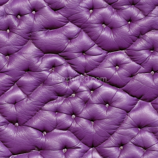 Seamless 3D Quilted Purple Leather PBR Texture with Button Tufting and Wrinkled Surface