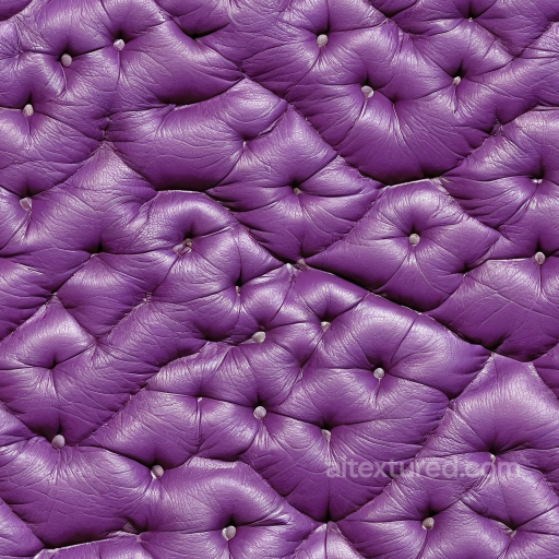 Quilted Purple Leather PBR Texture with Button Tufting and Wrinkled Surface seamless Leather PBR texture