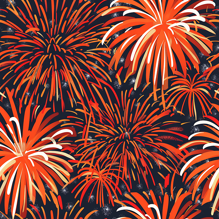 Stylized Fireworks with Vibrant Orange and Dark Background seamless PBR texture preview