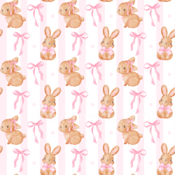 seamless Seamless 3D PBR Texture with Watercolor Easter Bunnies and Pink Ribbons on Striped Background texture 8k free download PBR