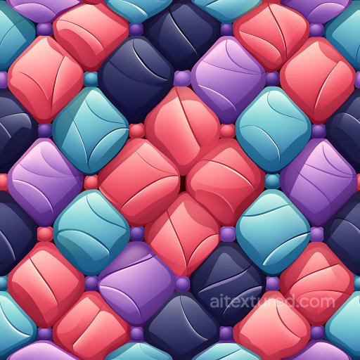 Inflated Puffy Vinyl Panel PBR Texture with Multicolor Quilted Cells seamless Inflated PBR texture