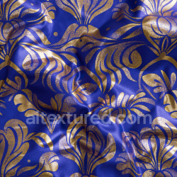 seamless Seamless Blue Fabric PBR Texture Featuring Detailed Gold Floral Design texture 8k free download PBR