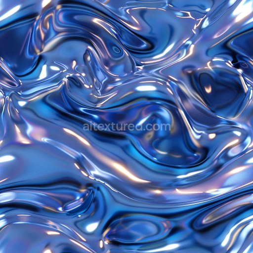 Seamless 3D PBR Texture of Blue Liquid-Like Wavy Glossy Surface