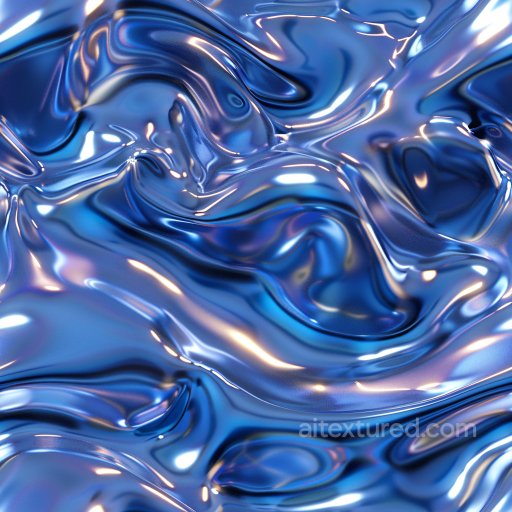 Seamless 3D PBR Texture of Blue Liquid-Like Wavy Glossy Surface texture preview