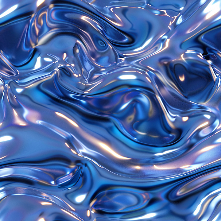 Blue Liquid-Like Wavy Glossy Surface seamless PBR texture preview