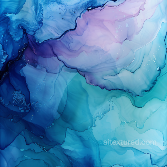 Alcohol Ink PBR Texture Featuring Blue and Purple Fluid Waves and Soft Translucent Layers Alcohol ink texture preview